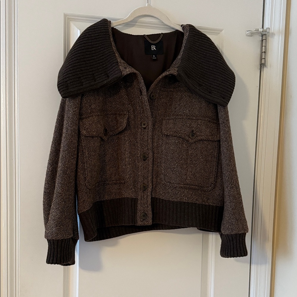 Banana republic Ava tweed bomber jacket sz XL extra large